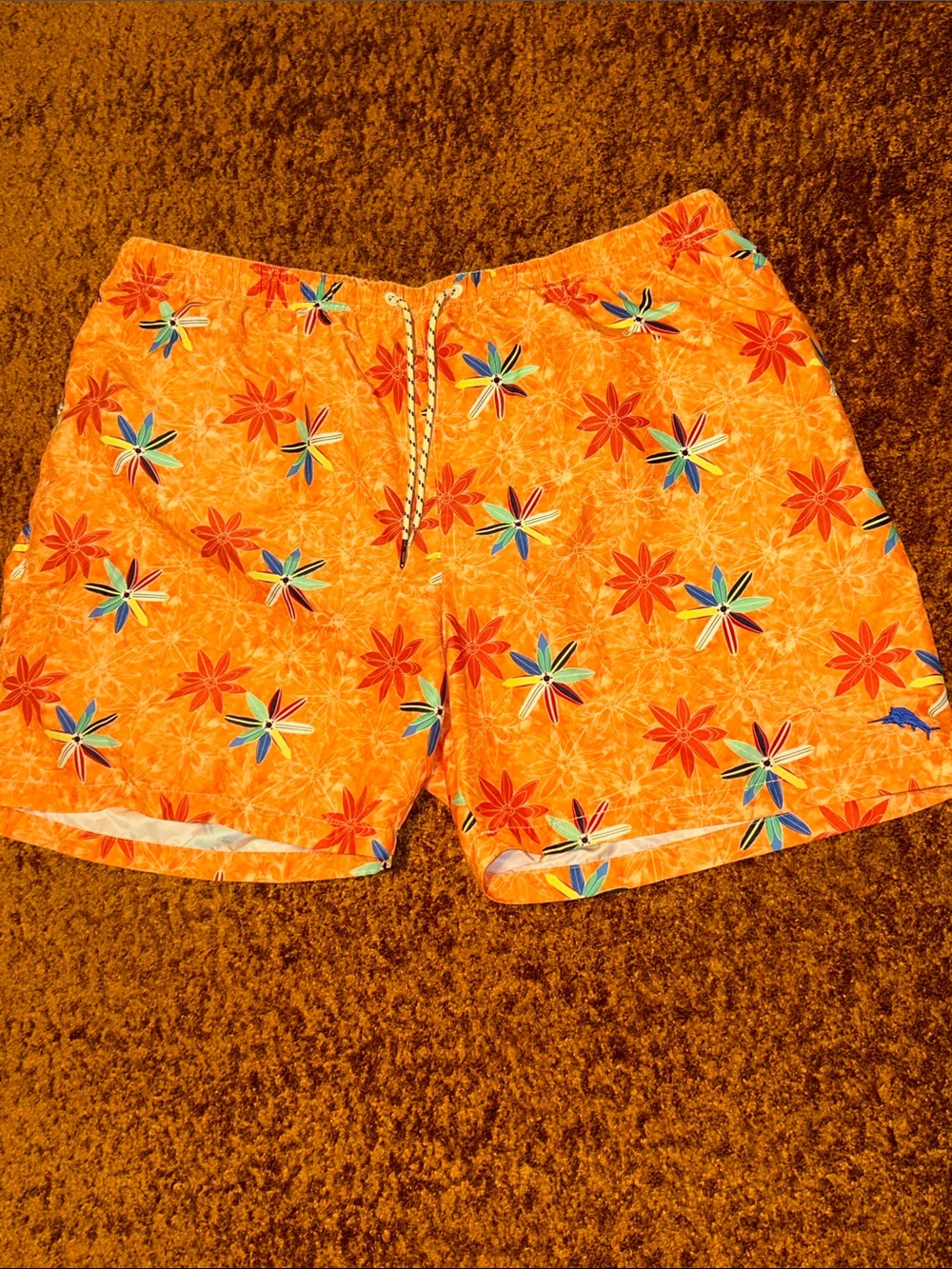 Tommy Bahama Orange Floral Hybrid Swim Shorts